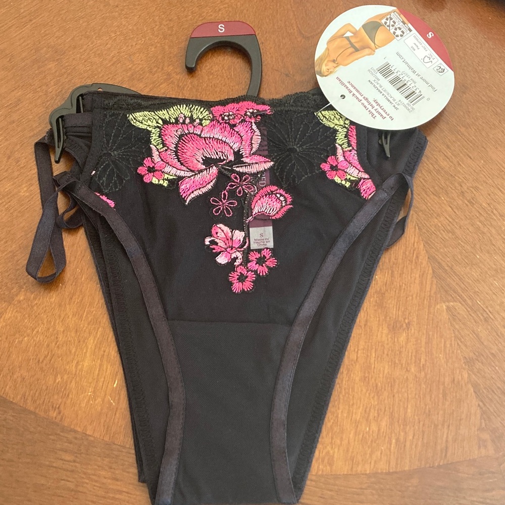 Adored Black Floral Embroidered Lingerie